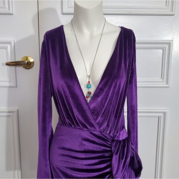 House of Harlow 1960 Velvet Wrap Sash Dress - Picture 6 of 16